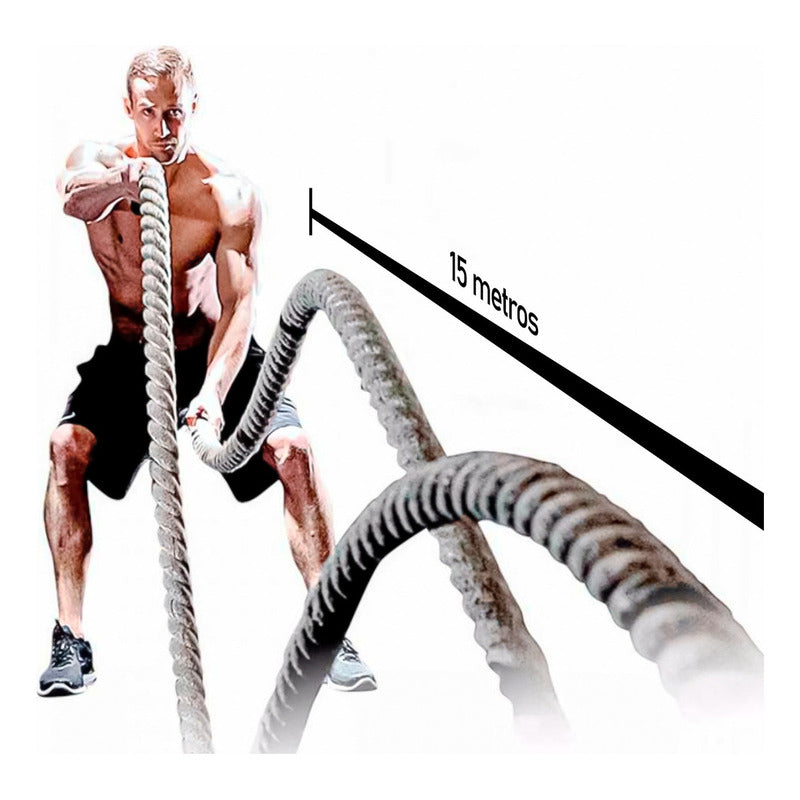 Cuerda Crossfit Battle Rope Correa 15 Metros X 38 Milimetros