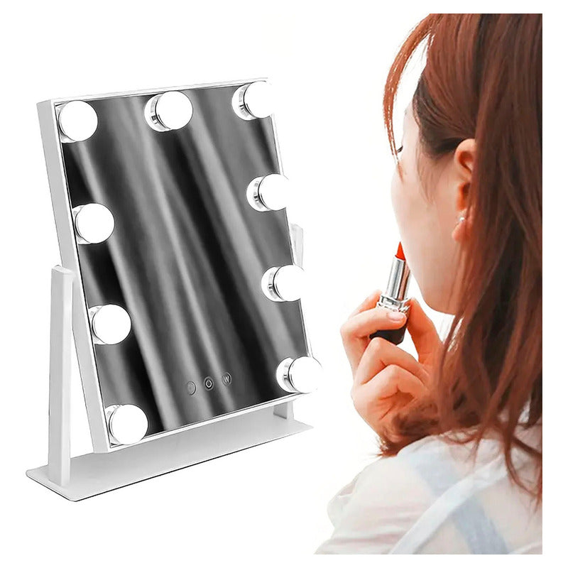 Espejo Maquillaje Tocador 9 Luces Usb 3 Modos Luz Led 360°