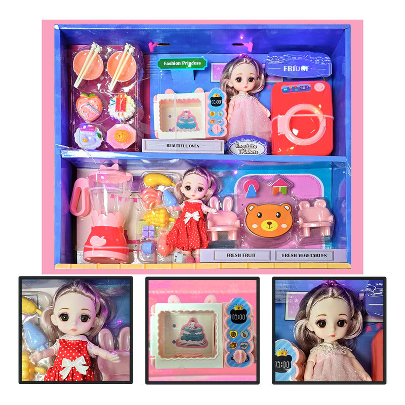 Set Muñeca Fashion Princess Time Cocina Y Accesorios