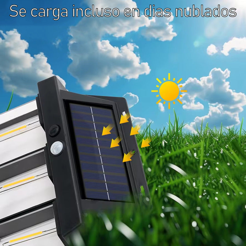 Farol Solar Aplique Pared 4 Led Sensor Movimiento Luz Cálida
