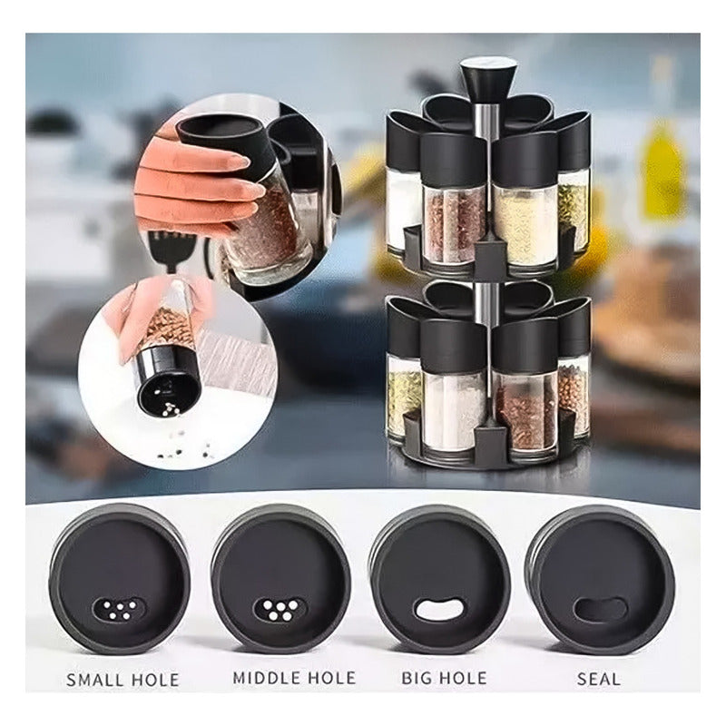 Especiero Condimenteros 2 Niveles Set 12 Envases Giratorio