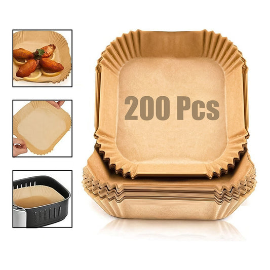 200 Forro Freidora Airfryer Papel Antiadherente Desechable Cuadrado