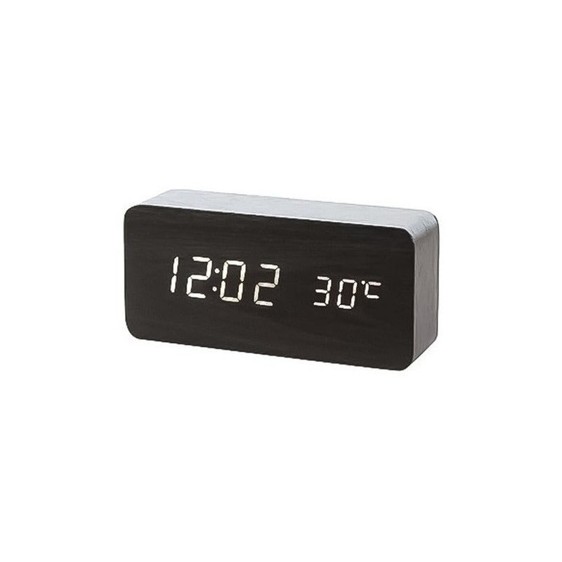 Reloj Despertador Digital De Madera Luz Lcd Pilas Y Usb 1299