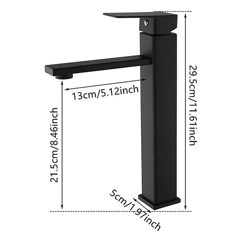 Llave Lavamanos Alta Grifo Monomando Acero Inoxidable Negra