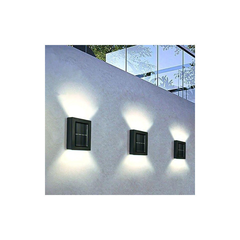 Pack 3 Foco Luz Aplique Solar Led Pared Exterior Luz Calida
