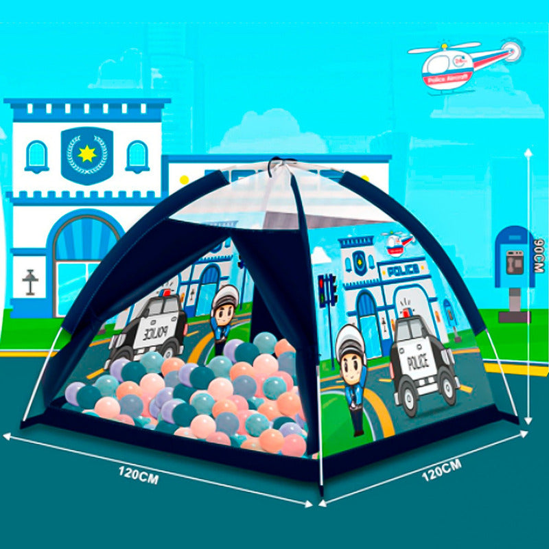 Carpa Tienda Estacion Policia Infantil 100 Pelotas Colores