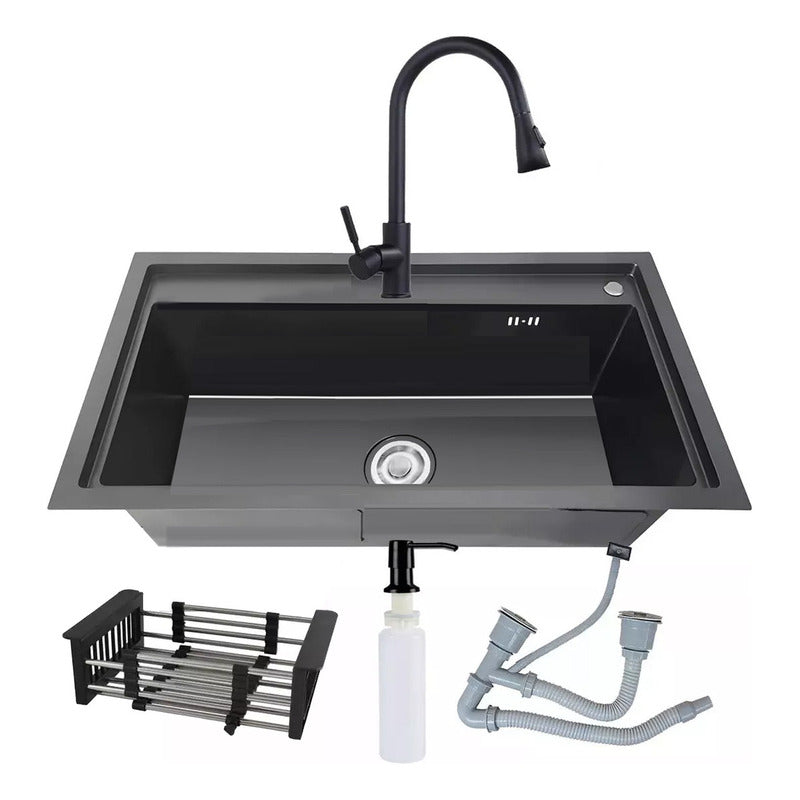 Lavaplatos 68x45cm De Acero Con Llave Dual Full Accesorios