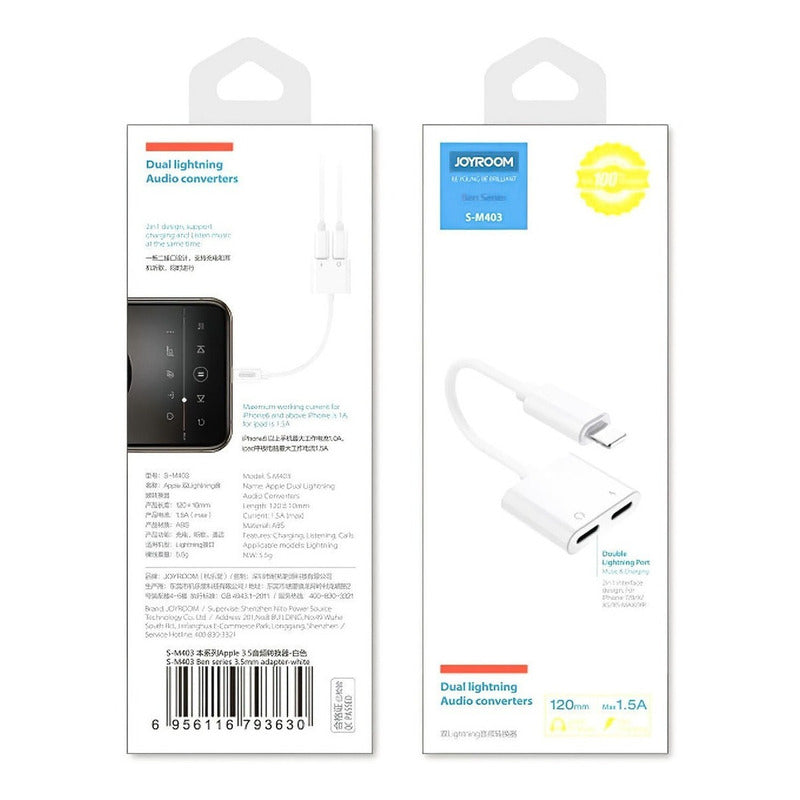 Adaptador Audio Y Carga Lightning Compatible Con iPhone