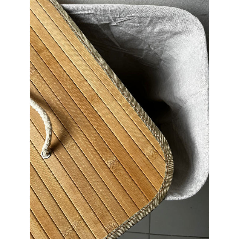 Cesto Canasto Ropa Sucia Bambu Whitmor 60 Cm Con Tapa Y Asas