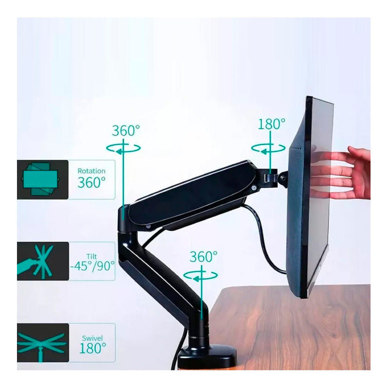 Soporte Ergonomico A Gas Para Monitor De Escritorio 17 A 32°