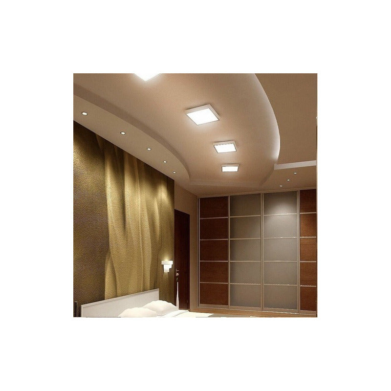 Pack 4 Foco Panel Plafon Sobrepuesto Cuadrado 12w Luz Calida