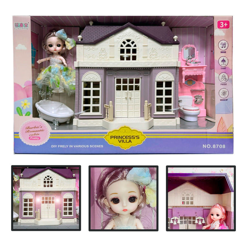 Casa De Muñeca Showerroom Muñeca Musica Luces Princess Villa