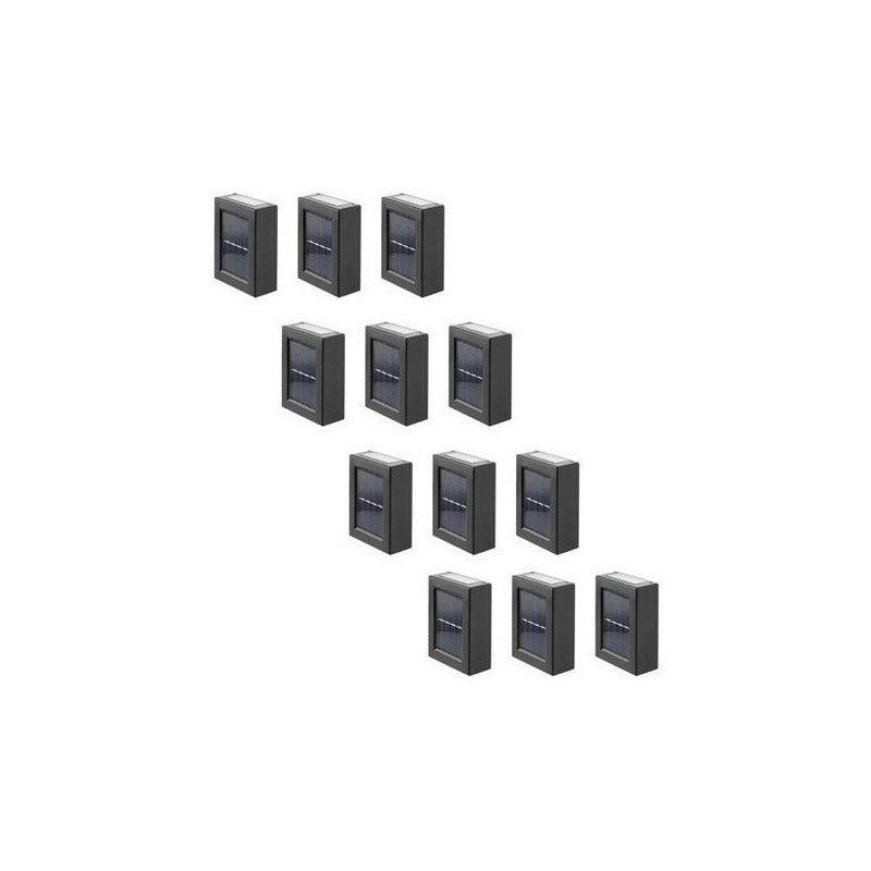 Pack 12 Foco Luz Aplique Solar Led Pared Exterior Luz Calida