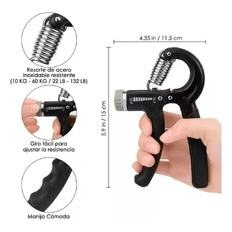 Set Hand Grip Ejercitador Manos Y Antebrazo Fitnics 10-60 Kg