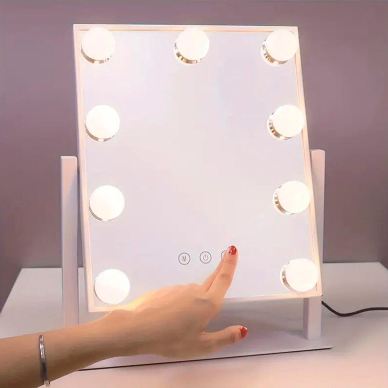Espejo Maquillaje Tocador 9 Luces Usb 3 Modos Luz Led 360°