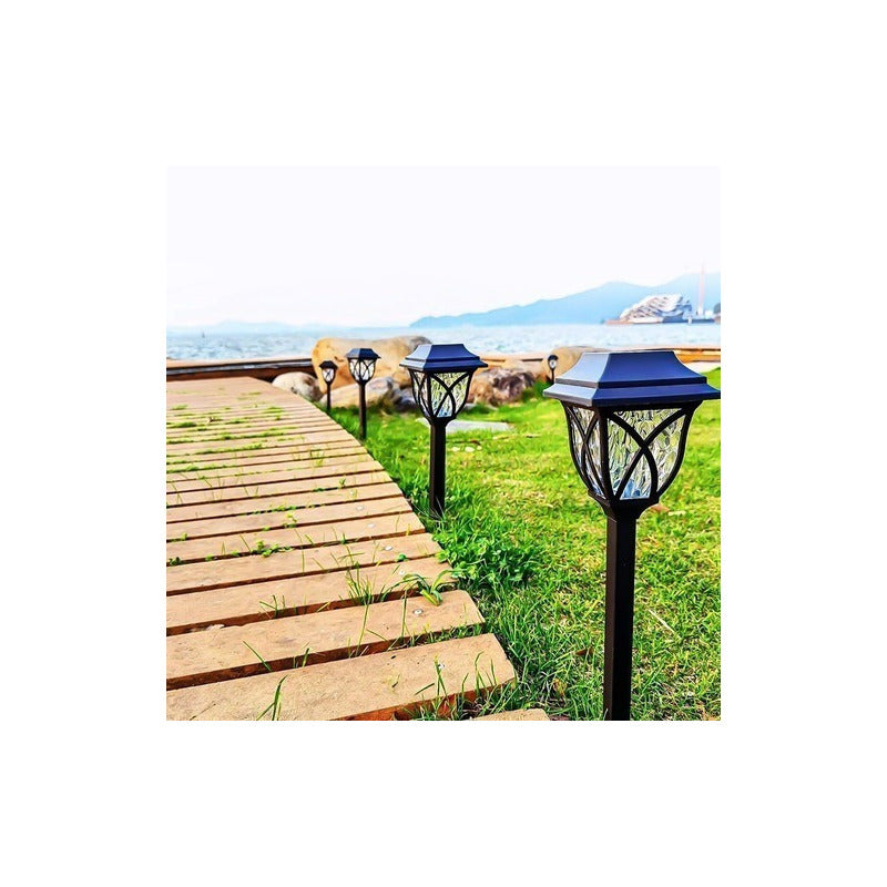Pack 4 Luces Solares Jardin Estaca Con Sensor Estilo Ingles