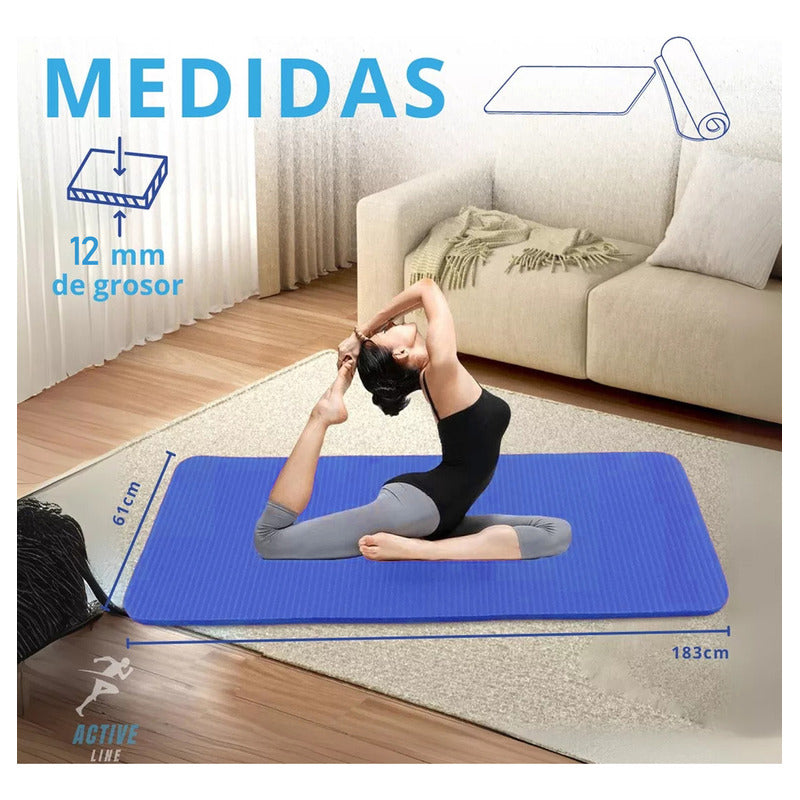 Mat Yoga 12 Mm Alfombra Resistente Gruesa Varios Colores