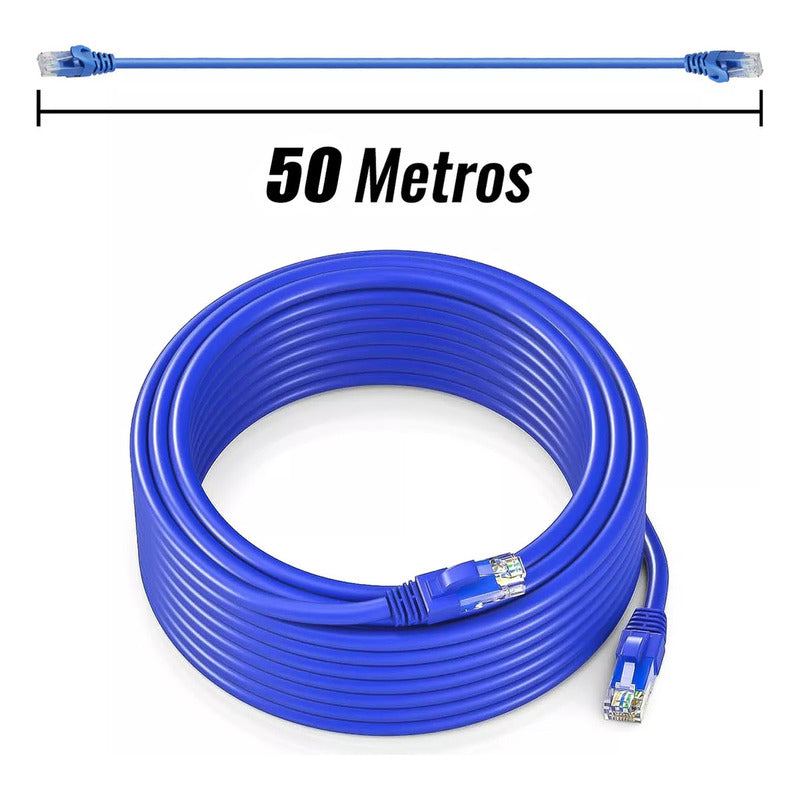 Cable De Red Cat6 Lan 50 Metros Alta Transferencia De Datos