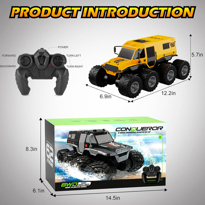 Carro Anfibio A Control Remoto Swat 8x8 2.4ghz Todo Terreno