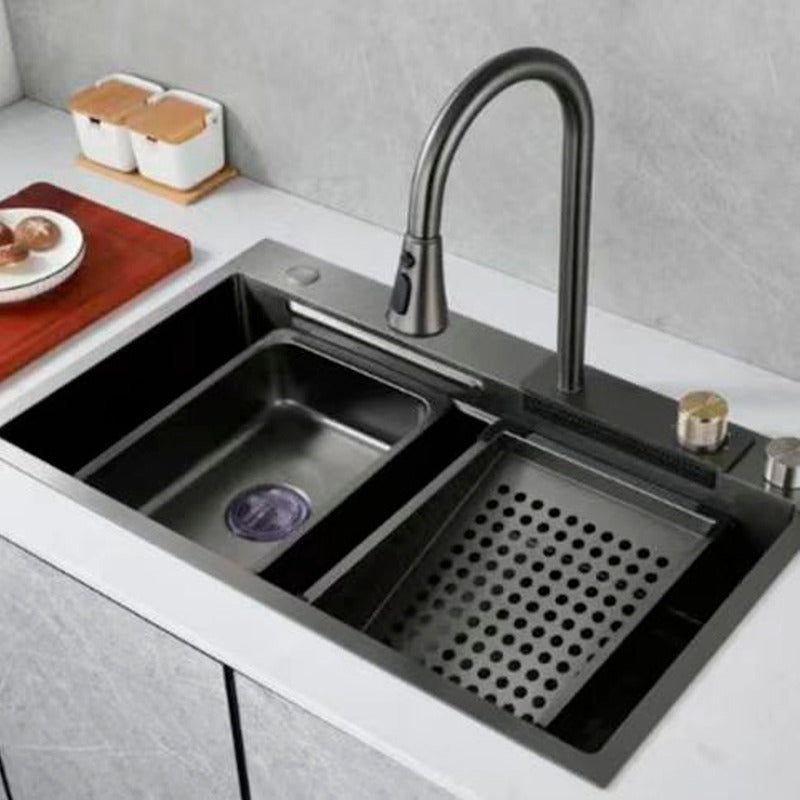 Lavaplatos Cascada Lavavasos Llave 2 Modos 68x45 Acero Inoxidable