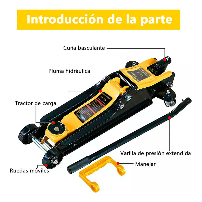 Gata Hidraulica Caiman 2.5 Toneladas Perfil Bajo Industrial