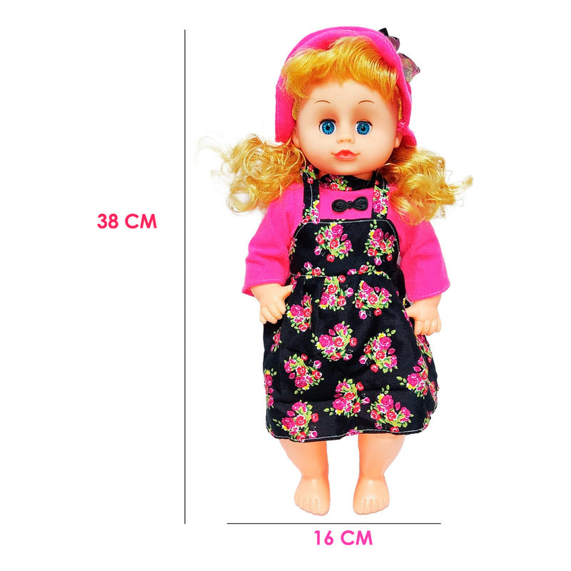 Coche Cuna Metalico De Juguete Con Muñeca Lovely 9 Portatil