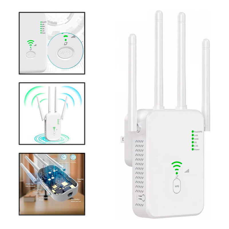 Repetidor Wifi Inalambrico 5 Ghz 1200mbps Wps 4 Antenas