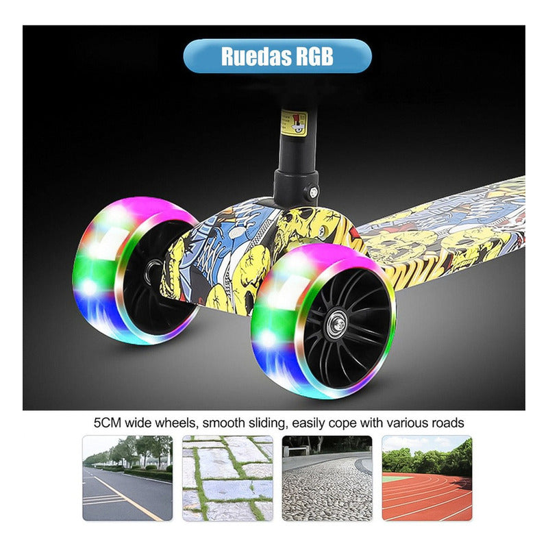 Monopatin Scooter 3 Ruedas Con Luz Led Niños  y Niñas