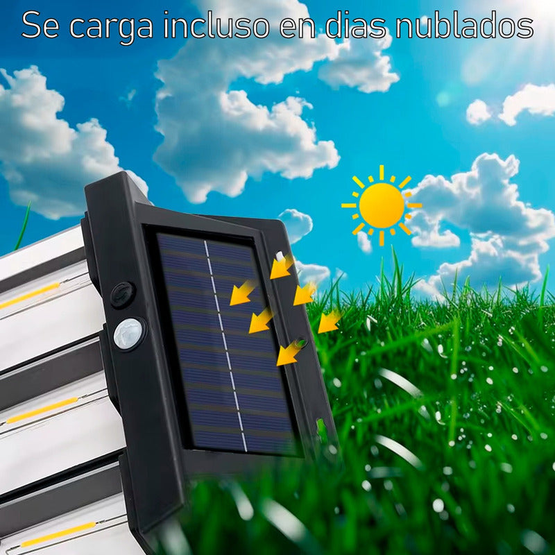 6 Farol Solar Aplique Pared 4 Led Sensor Movimiento L Cálida
