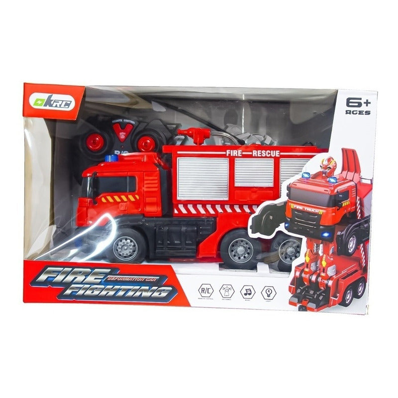 Auto A Control Remoto Bombero Lanza Agua Transformer