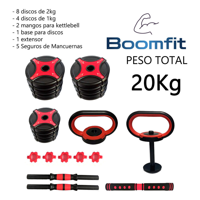 Kit Mancuernas Profesional 20kg Kettlebell Barra Gym