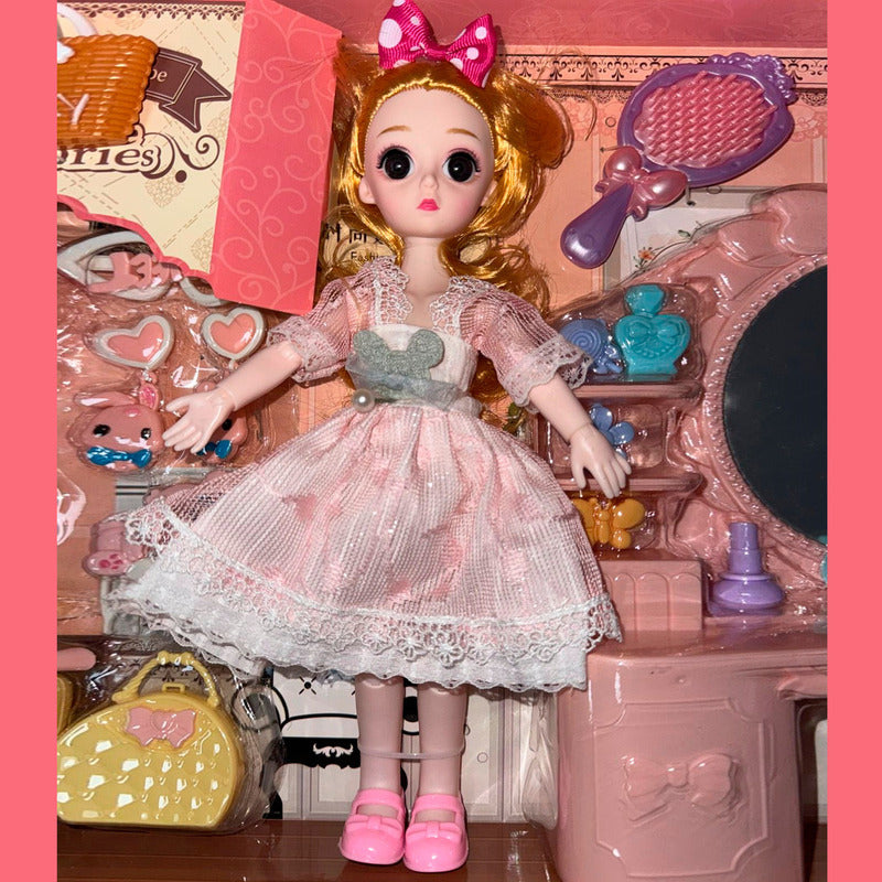 Muñeca Fashion Doll Con Peinadora Y Accesorios Home Princess