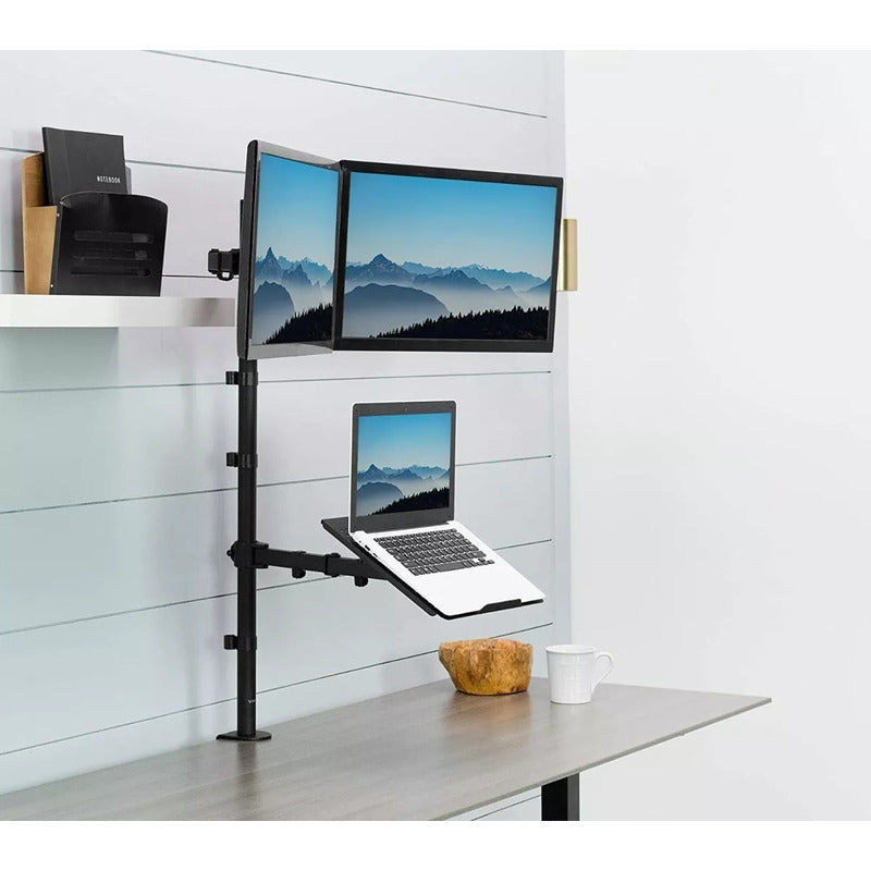 Soporte Escritorio Monitor Notebook Triple 10 a 32 Pulgadas Con Brazo