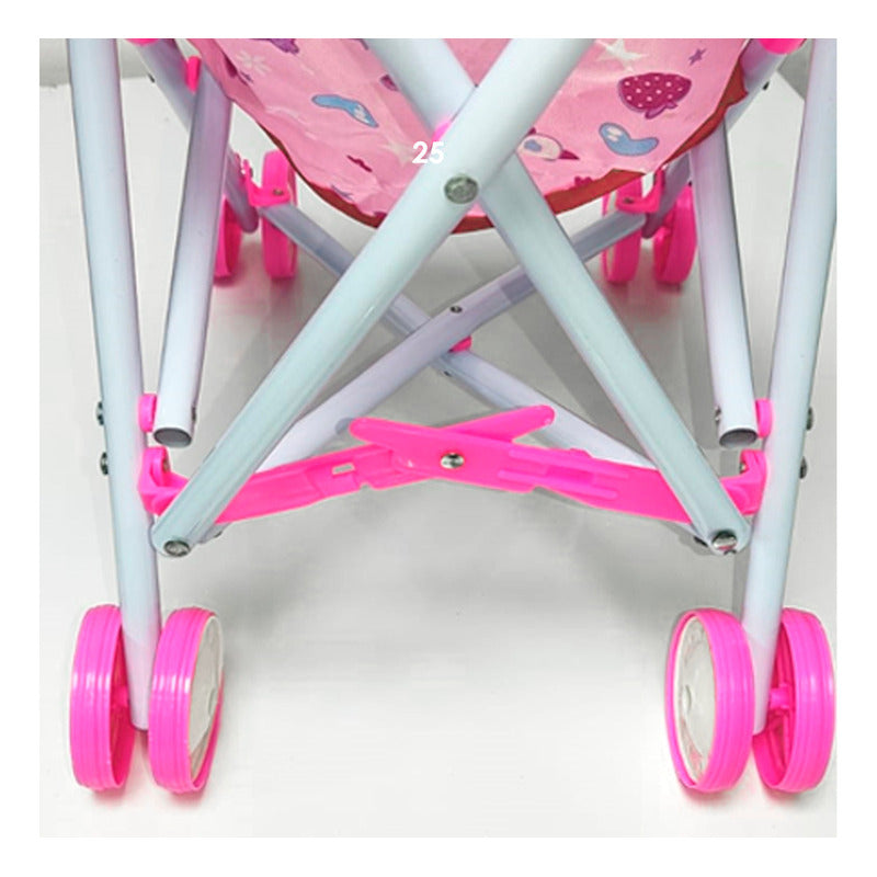 Coche Cuna Metalico De Juguete Con Muñeca Lovely 9 Portatil