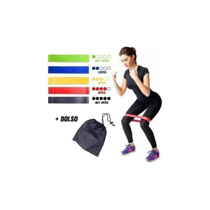 Bandas Elasticas 5 Pcs Mas Bolso Resistencia Entrenamiento