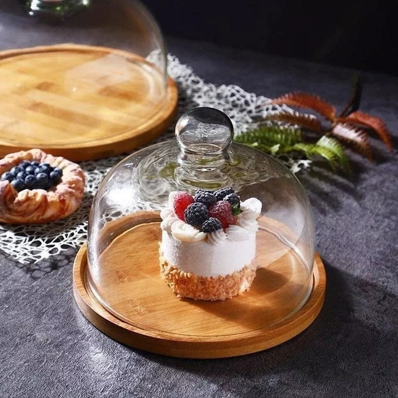 Tortera Organizador De Cocina 30cm Madera Bambu Con Tapa
