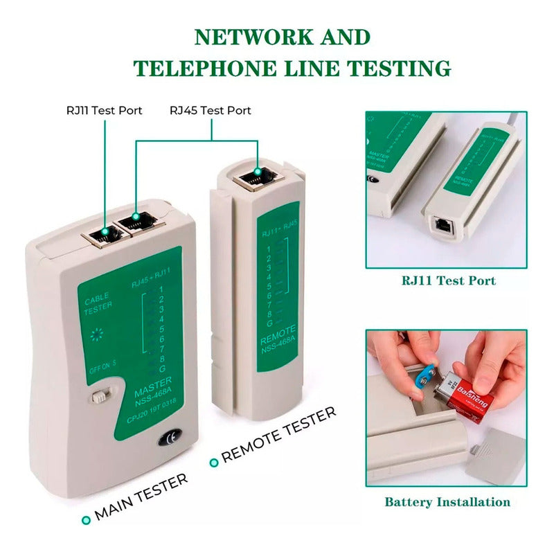 Kit Herramientas Cableado Tester Rj45 Utp Lan Crimpeadora