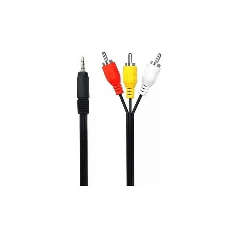 Cable Auxiliar A Rca 3x1 Aux 3.5mm De Audio Y Video 1.5mtr