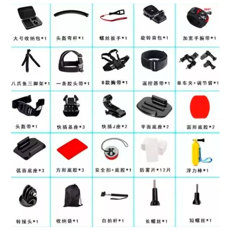 Kit Maleta Gopro Accesorios Para Camara Deportiva 50 Piezas