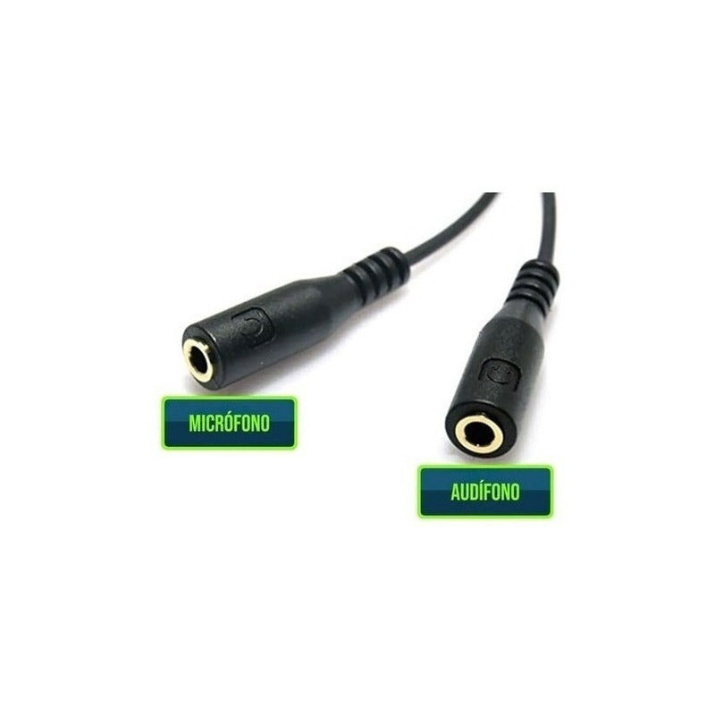 Adaptador Audio Microfono 2 Aux Hembra A 1 Aux Macho 3.5mm