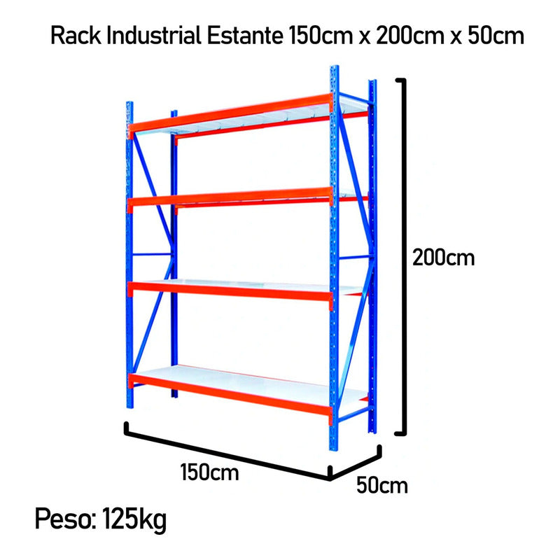 Estante Metálico Rack 150x200x50cm Sin Pernos 400kg