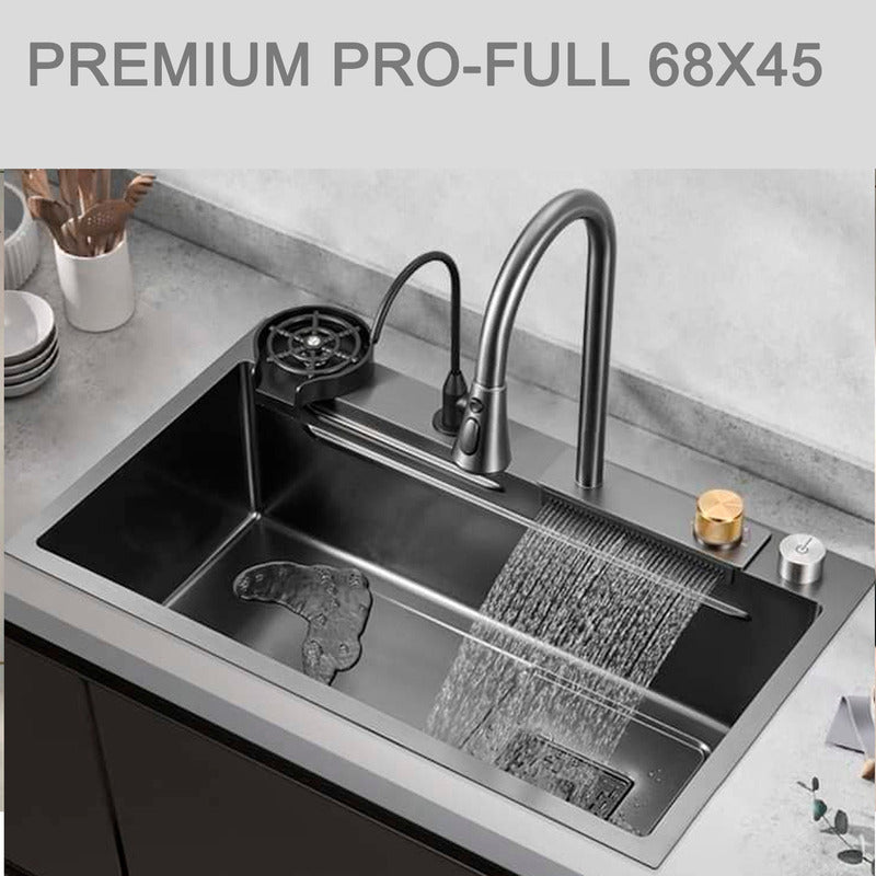 Lavaplatos Cascada Lavavasos Llave 2 Modos 68x45 Acero Inoxidable