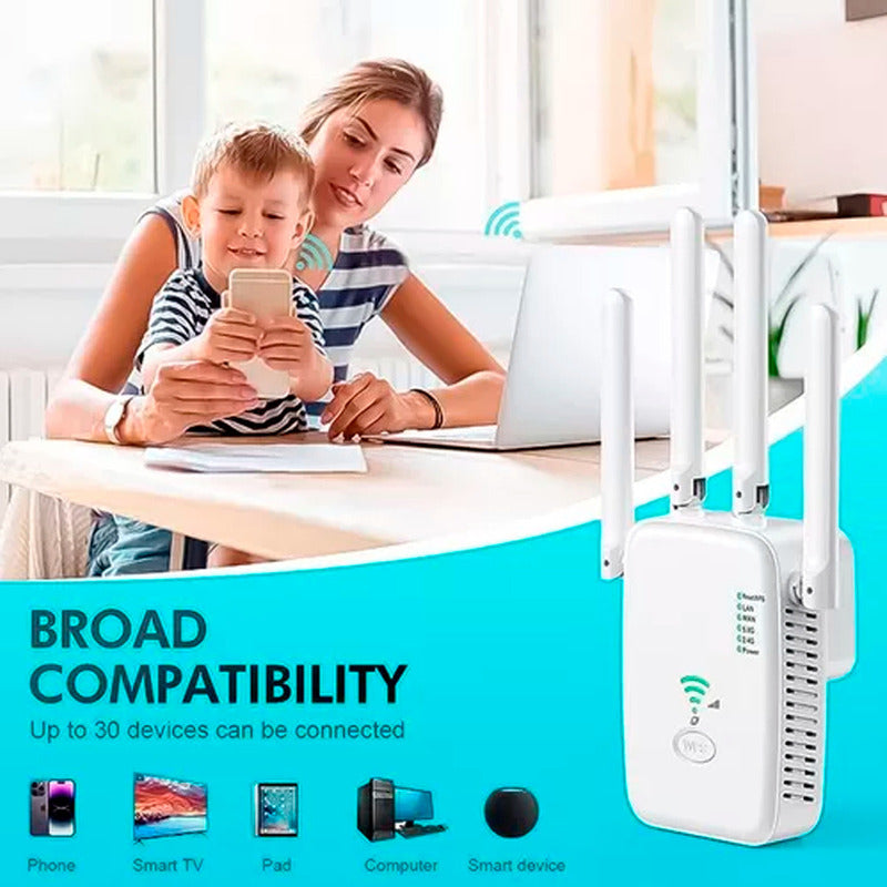 Repetidor Wifi Inalambrico 5 Ghz 1200mbps Wps 4 Antenas