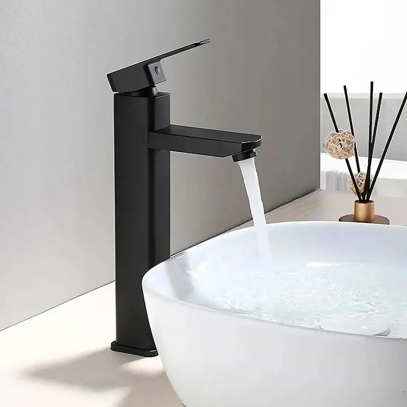 Llave Lavamanos Alta Grifo Monomando Acero Inoxidable Negra