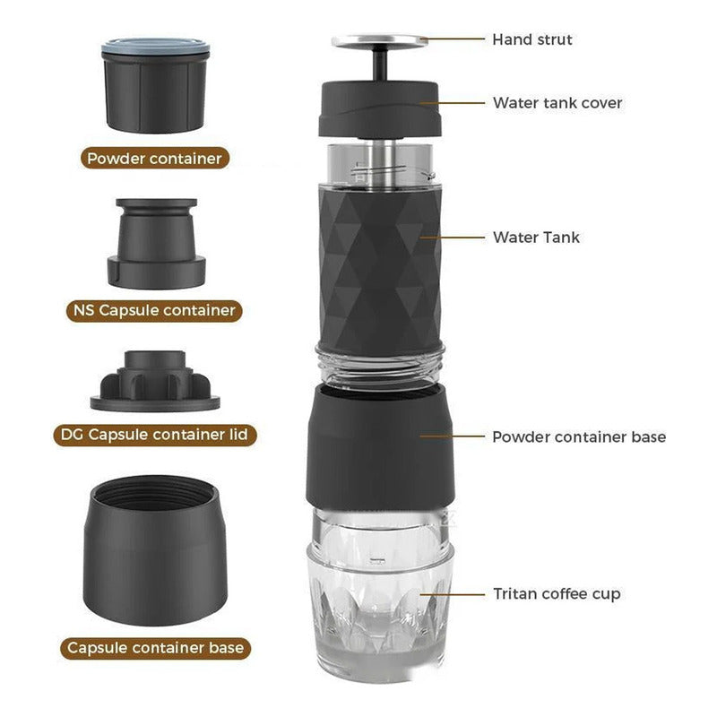 Maquina Cafe Espresso Portatil Manual 3 En 1 Capsulas