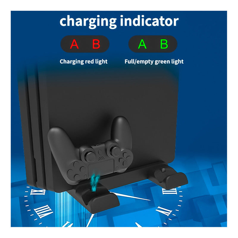 Soporte Vertical Base Para Play Station Ps4 Ventilador Slim Cargador