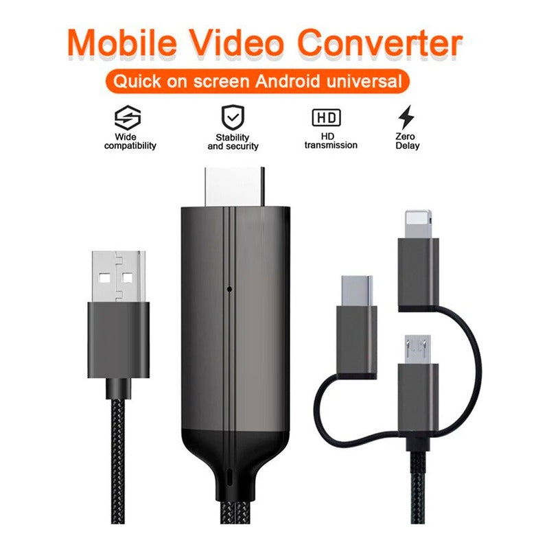 Cable A La Tv Mhl Hdmi Para iPhone Micro Usb Tipo C