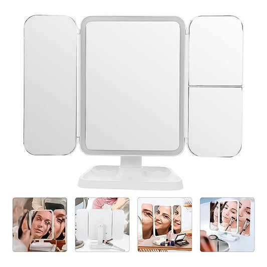 Espejo Maquillaje Profesional 22 Led Aumento Plegable Grande