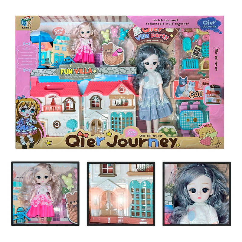 Muñecas Con Casa Y Full Accesorios 2 Muñecas Qier Journey