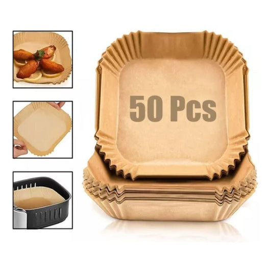 50 Forro Freidora Airfryer Papel Antiadherente Cuadrado 16cm